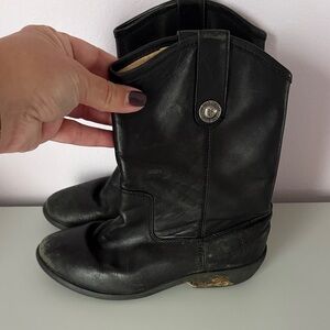 Frye Black Leather Cowboy Boots Girls Size 1